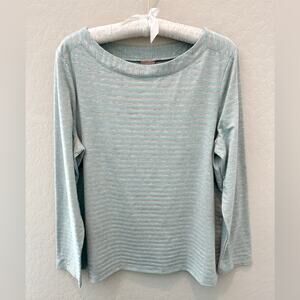 CHICO’S | Blue Gray Metallic Stripe Long Sleeve Top | Size 2 Large